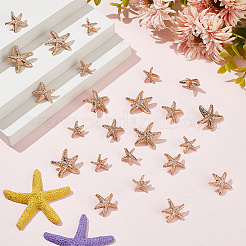 60個 3スタイル 1穴亜鉛合金シャンクボタン  ヒトデ  ライトゴールド  14.5~24x15~25.5x7.5~8mm  穴：2.4~2.5mm  20個/スタイル&nbsp;BUTT-AR0001-09