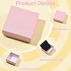 12色の厚紙製ジュエリーボックス6個  リングのために  ピアス  ネックレス  内部のスポンジ  正方形  ミックスカラー  7.4x7.4x3.2cm  2個/カラー&nbsp;CBOX-FS0001-10
