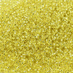 MIYUKIデリカビーズ小  シリンダー  日本製シードビーズ  15/0  （dbs0145)シルバーライニングイエロー  1.1x1.3mm  穴：0.7mm  約175000個/袋  50 G /袋&nbsp;SEED-X0054-DBS0145