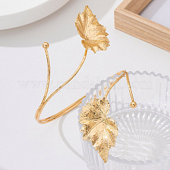 女性用調節可能な合金製リーフ型上腕カフバングル  ゴールドカラー  内径：3.15インチ（8cm）&nbsp;WG0B50C-01