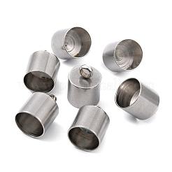 変色しにくい滑らかな表面の201ステンレススチールコードエンド  エンドキャップ  ステンレス鋼色  15x11mm  穴：3.5mm  10mm内径&nbsp;X-STAS-R063-97