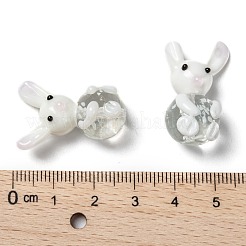 手作りバニーランプワークビーズ  ウサギのビーズ  ホワイト  25~28x18~20x13~14mm  穴：1mm&nbsp;LAMP-P051-J01