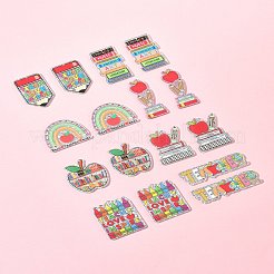 教師の日プリント不透明アクリルパーツ16個、8スタイル  スパンコール入り  混合図形  32.5~59.5x18.5~40x2.5mm  穴：1.4~1.6mm  2個/スタイル&nbsp;FIND-FS0003-84