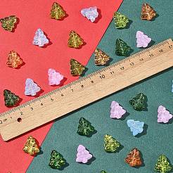 染色・加熱ガラスビーズ40個  金箔  バブル効果  クリスマスツリー  ミックスカラー  16x15x5.5mm  穴：0.8mm&nbsp;GLAA-FS0001-88A
