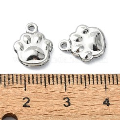 変色しない304ステンレススチールチャーム  足のプリントのチャーム  ステンレス鋼色  12x10x3mm  穴：1mm&nbsp;X-STAS-L024-013P