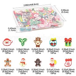 クリスマス用蓄光樹脂カボション100個、10スタイル  暗闇で光る  混合図形  8.5~11x7~10x2~3mm  10個/スタイル&nbsp;RESI-FS0002-40