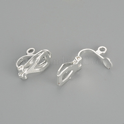 真鍮製クリップ式イヤリングパーツ  銀色のメッキ  12x6x10mm  穴：1.5mm&nbsp;KK-R071-11S