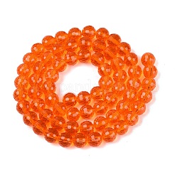 クリアガラスビーズ連売り  ファセット（96ファセット）  ラウンド  レッドオレンジ  8mm  穴：1mm  約68~70個/連  20.47~21.06インチ（52~53.5cm）&nbsp;GLAA-R095-8mm-39