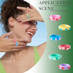 24Pcs 6 Colors Handmade Polymer Clay Finger Rings&nbsp;CLAY-TA0002-12