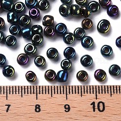 6/0 ガラスシードビーズ  アイリスラウンド  カラフル  4mm  穴：1mm  約4500個/ポンド&nbsp;SEED-A009-4mm-605