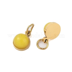 Ion Plating(IP) Natural Dyed Jade Half Round Charms with Jump Ring&nbsp;STAS-A097-05G-09