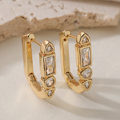 Brass Micro Pave Clear Cubic Zirconia Hoop Earrings&nbsp;WGE931E-01