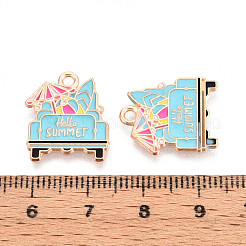 ビーチをテーマにした合金エナメルペンダント  ライトゴールド  車  18.1x15.2x1mm  穴：1.8mm&nbsp;ENAM-T022-33I