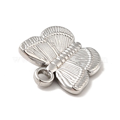 変色しない304ステンレススチールペンダント  蝶のチャーム  ステンレス鋼色  12.5x13x3mm  穴：1.8mm&nbsp;STAS-A066-20P