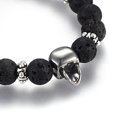 Adjustable Natural Lava Rock Braided Bead Bracelets&nbsp;BJEW-JB03976