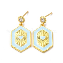 Brass Micro Pave Cubic Zirconia Stud Earrings&nbsp;EJEW-H091-07G