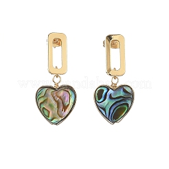 Heart Abalone Shell/Paua Shell Beads Dangle Stud Earrings&nbsp;EJEW-JE07317