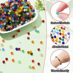 1920個24色透明ガラスビーズ  多面カット  艶消し  ロンデル  ミックスカラー  6x4.5mm  穴：1.4mm  約80PCS /カラー&nbsp;EGLA-YW0003-07
