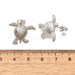 真鍮製スタンドピアス  カメ  プラチナ  18.5x20mm&nbsp;EJEW-B118-01P