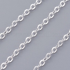 シルバーカラーメッキ真鍮ネックレス  1.5x2mm  28インチ（71.1cm）  リング：1.9x1.4x0.1mm&nbsp;X-NJEW-SW028-28inch-S