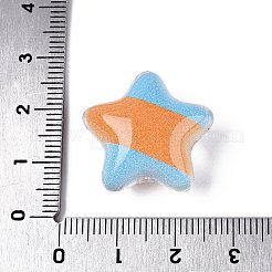 プリントされた透明アクリルビーズ  スター  ツートン  オレンジ  21x23x13mm  穴：3mm&nbsp;OACR-N161-07B