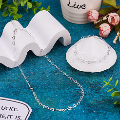 1 セット真鍮ハートリンクチェーンブレスレット & ネックレス  ジュエリーセット  銀  6-3/4インチ（17cm）  15-3/8インチ（39cm）&nbsp;SJEW-TA0001-05
