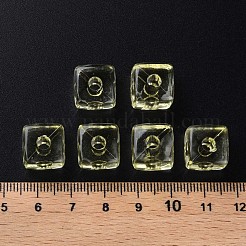 透明なアクリルビーズ  正方形  緑黄  13x12.5x12.5mm  穴：3.5mm  約162個/500g&nbsp;MACR-S373-104-B05