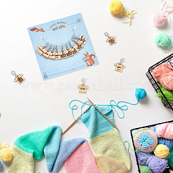 13Pcs 13 Style T-shirt Direction Guide Wood Pendant Locking Stitch Markers&nbsp;HJEW-AB00648