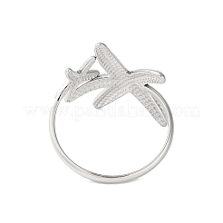 Non-Tarnish 304 Stainless Steel Starfish Open Cuff Rings for Women&nbsp;RJEW-S418-03P