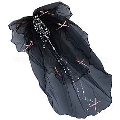 オーガンジー ABS パール ウェディング ベール  ブラック  645x700x19mm&nbsp;OHAR-WH20020-05C