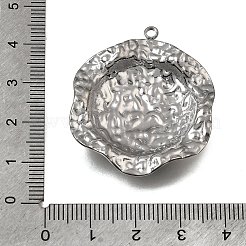 304ステンレスペンダント  ハンマー加工された六角形のチャーム  ステンレス鋼色  37.5x32x4.5mm  穴：2.5mm&nbsp;SA-CBA7C25-01A-P