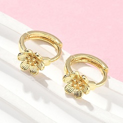 Flower Brass Hoop Earrings&nbsp;EJEW-Z102-02G