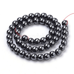 非磁性合成ヘマタイトビーズ連売り  ラウンド  8mm  穴：1mm  約50個/連  15.7インチ&nbsp;G-S259-44-8mm