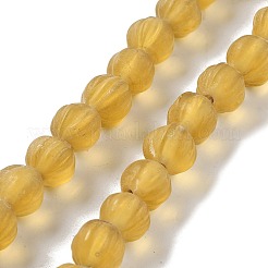 手作りのネパールランプワークビーズ  カボチャ  ゴールド  10.5x9.5mm  穴：1.5mm  約64個/連  25.79''（65.5センチメートル）&nbsp;LAMP-Z008-05H