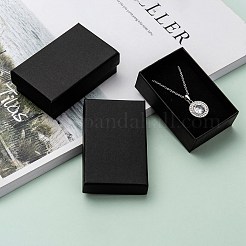 厚紙紙ジュエリーセットボックス  黒いスポンジを使って  ジュエリーとギフト用  長方形  ブラック  8x5x2.7cm&nbsp;X1-CBOX-G015-04