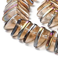 電気メッキガラスビーズセット  三角形  キャメル  9x15.5~16x2.8~3mm  穴：1mm  約119~131個/連  24.21''~24.41''（61.5~62センチメートル）&nbsp;GLAA-K061-04A-HP03