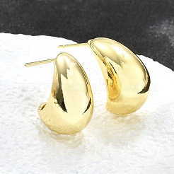 真鍮ハーフフープピアス  三日月のイヤリング  スチールピンとプラスチックのピアスキャッチ  長持ちメッキ  18KGP本金メッキ  19.7x16.5x9mm  ピン：0.7mm&nbsp;EJEW-H104-18G