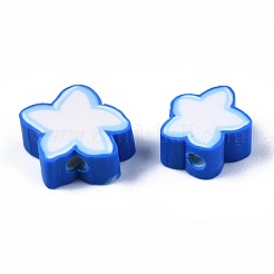 手作り樹脂粘土ビーズ  スター  ブルー  8.5~11x9~11x4mm  穴：1.6mm&nbsp;CLAY-N011-015A