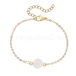 Natural Agate Flat Round Beaded Link Bracelets&nbsp;BJEW-JB12083-02