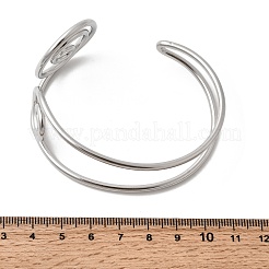 女性用304ステンレススチールカフバングル  渦  ステンレス鋼色  内径：2-3/8x2-1/4インチ（6.1x5.6cm）&nbsp;BJEW-Z150-02P-02