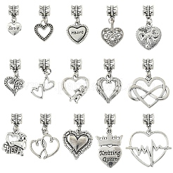 30Pcs 15 Styles Tibetan Style Alloy European Dangle Charms&nbsp;PALLOY-YW00072
