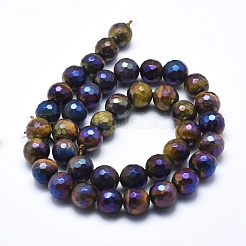 Electroplated Natural Tiger Eye Beads Strands&nbsp;X-G-O164-03-8mm
