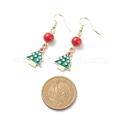 Christmas Theme Alloy Enamel Dangle Earrings with Resin Beaded&nbsp;EJEW-JE05024