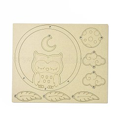 DIYフクロウ風鈴作りキット  1個の木板入り  1枚のカードの綿糸と1本のプラスチックの編み針  クラフトを描く子供たちのために  フクロウ模様  糸と針：ランダムな色&nbsp;DIY-A029-07