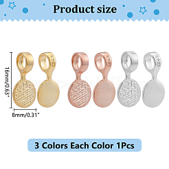 3Pcs 3 Colors 925 Sterling Silver Glue-on Flat Pad Bails&nbsp;STER-WR0001-09