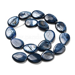 染め天然淡水シェルビーズ連売り  ティアドロップ  スチールブルー  23x17~18x4~4.5mm  穴：0.8mm  約17個/連  15.75インチ（40cm）&nbsp;BSHE-G034-24