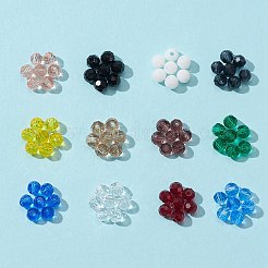 480個12色ガラスビーズ連売り  ファセット（32ファセット）  ラウンド  ミックスカラー  4mm  穴：1mm  約40PCS /カラー&nbsp;EGLA-FS0001-33