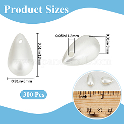 ABSプラスチック模造真珠チャーム300個  ティアドロップ  貝殻色  13x8x8mm  穴：1.2mm&nbsp;KY-SP0001-10
