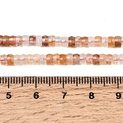 天然のヘマトイドクォーツ/鉄質クォーツの平石ビーズ連売り  ファセットロンデル  4x2.5mm  穴：0.9mm  約151~155個/連  14.57''~14.96''（37~38センチメートル）&nbsp;LS-G-A299-A19-01