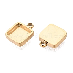 304ステンレススチールペンダントカボション部品  正方形  イオンプレーティング（ip）  18KGP本金メッキ  トレイ：6x6mm  10x7.5x2mm  穴：1.5mm&nbsp;STAS-Q113-21B-G